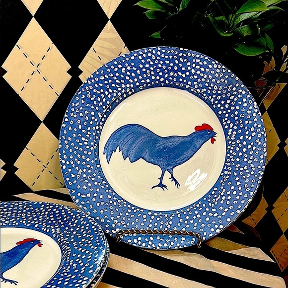 Vintage Chanticleer Set of 4 by Alice Cotterell – Blue Rooster Dinner Plates - Picture 10 of 11